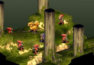 [Yellow chocobo is surrounded by 6 goblins.]