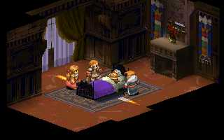 [Old Balbanes in the bed. 2 his sons and daughter near the bed.]
