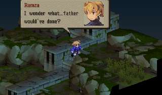 [Ramza is feeling bad after forced fight against poor Nanten deserters.] Ramza