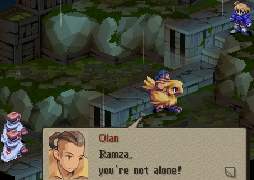 [Olan rides away, but stops and turns toward Ramza.] Olan