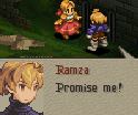 [Ramza looks at Alma with such severity that she even steps backward.] Ramza