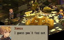 [Ramza walks up to the 'globe' and places 'Cancer' into it.] Ramza