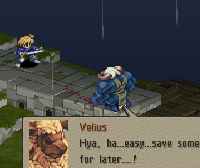 [Ramza bares his sword.] Velius