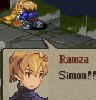 [Simon's body hangs on Ramza's arms.] Ramza