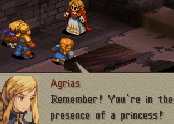 [Agrias turns head to Mustadio.] Agrias