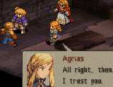 [All stands up. Agrias turns toward Mustadio.] Agrias