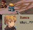 [Ramza looks at Delita with surprise and speaks loudly.] Ramza